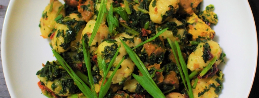 Pillowy, chili-garlic, gluten free potato gnocchi