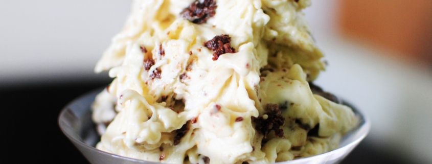 Dark chocolate, chocolate chip cookie dough nice cream