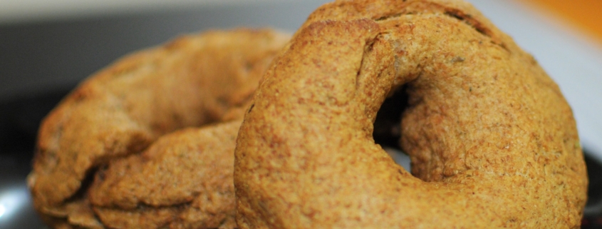 Freshly baked garlic, herb bagels